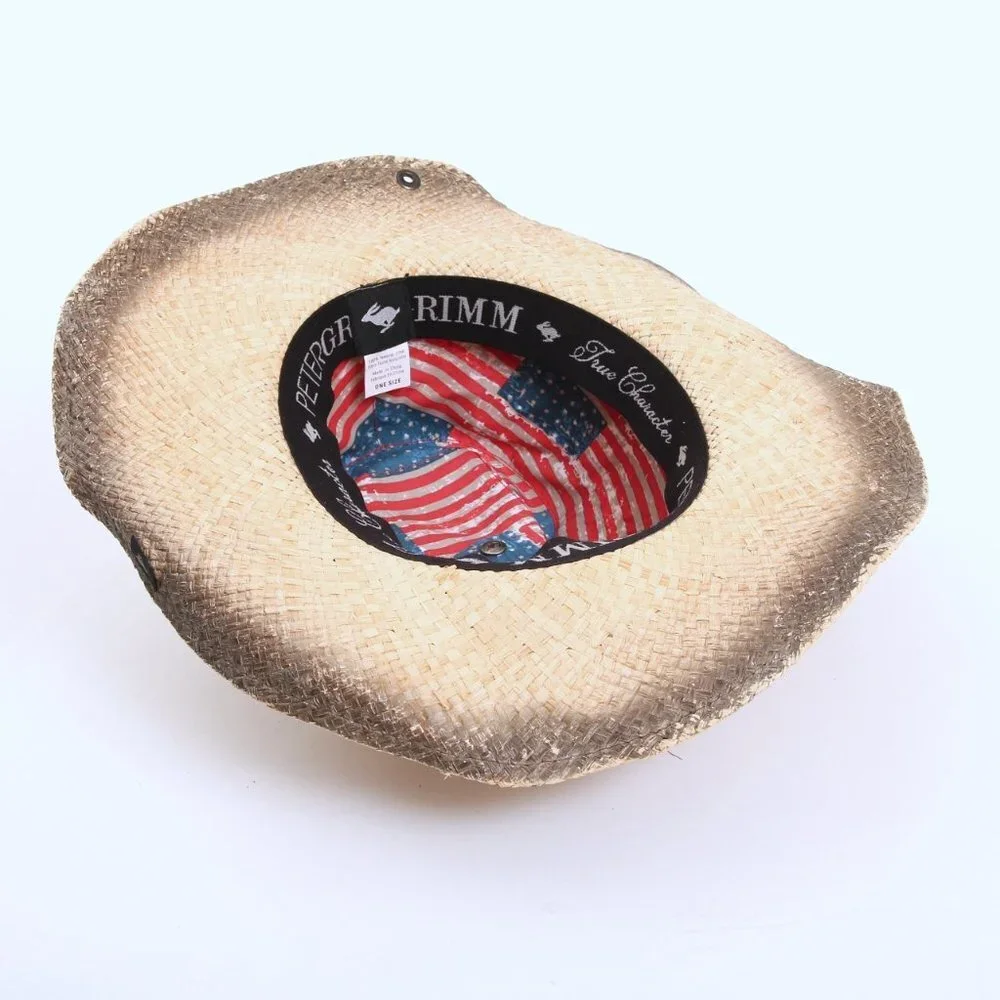 Peter Grimm American Flag Stars Cowgirl Straw Hat‎ Women One Size